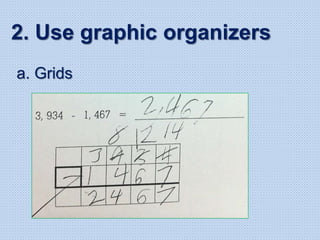a. Grids
2. Use graphic organizers
 