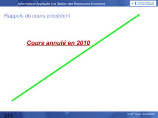Informatique Appliquée à la Gestion des Ressources Humaines

TP ACCESS : Paramètres
LISTE SERVICES :

214

© 2013 Xavier LAUGAUDIN

 