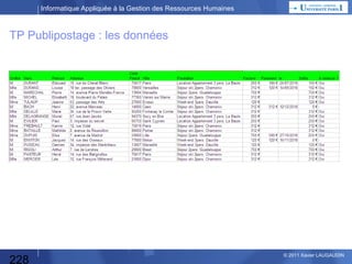 Informatique Appliquée à la Gestion des Ressources Humaines

ROI
 Retour sur Investissement (Return On Investment) et sa durée.
ROI = (Gains-Dépenses)/Dépenses
Durée = A quel moment les dépenses du projet seront-elles couvertes par les gains ?

 Calculer toutes les dépenses liées au projet.
 Calculer toutes les économies (directes) grâce au projet.

Dépenses

Economies

Economies = Dépenses

228

© 2013 Xavier LAUGAUDIN

 