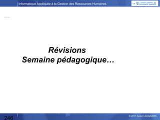 Informatique Appliquée à la Gestion des Ressources Humaines

TP Publipostage : Créer le courrier

246

© 2013 Xavier LAUGAUDIN

 
