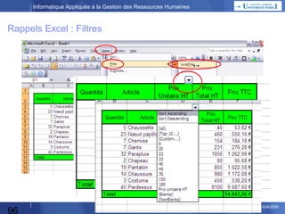 Informatique Appliquée à la Gestion des Ressources Humaines

Décomposition fonctionnelle
 Fonction
– Sous-Fonction 1
• Activité 1 .1
– Tâche 1.1.1
– Tâche 1.1.2
– Tâche 1.1.3
• Activité 1.2
• Activité 1.3
– Tâche 1.3.1
– …
– Sous-Fonction 2
…
…

96

Etape par étape

© 2013 Xavier LAUGAUDIN

 