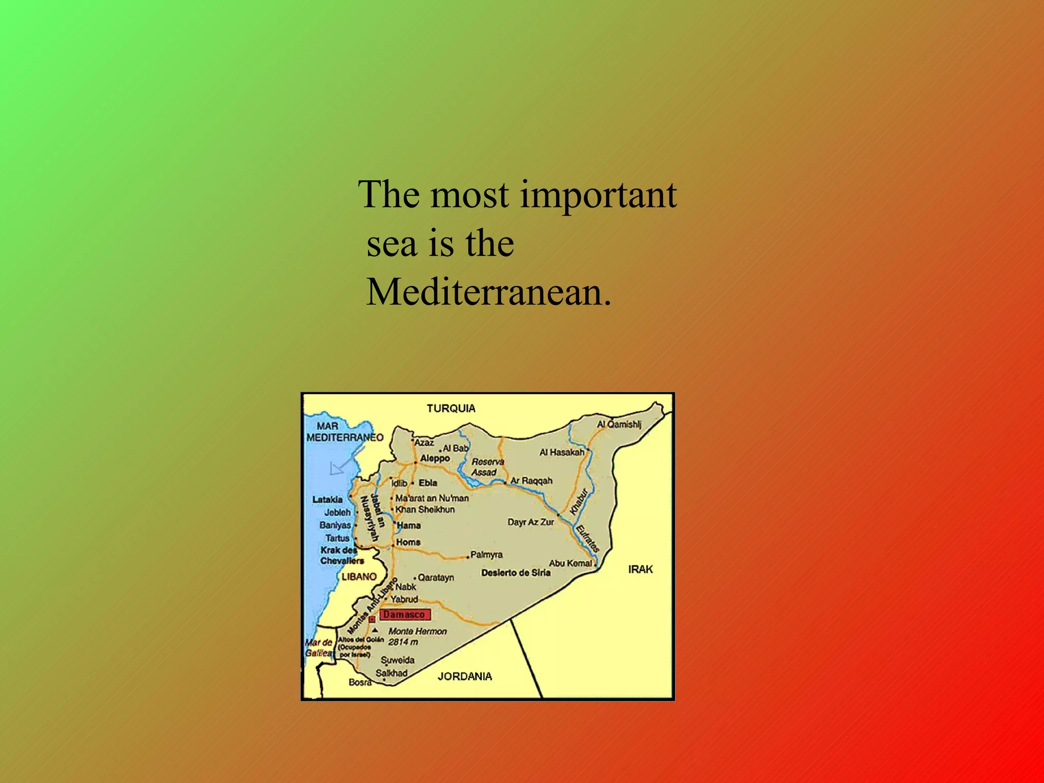 The most important sea is the Mediterranean.
