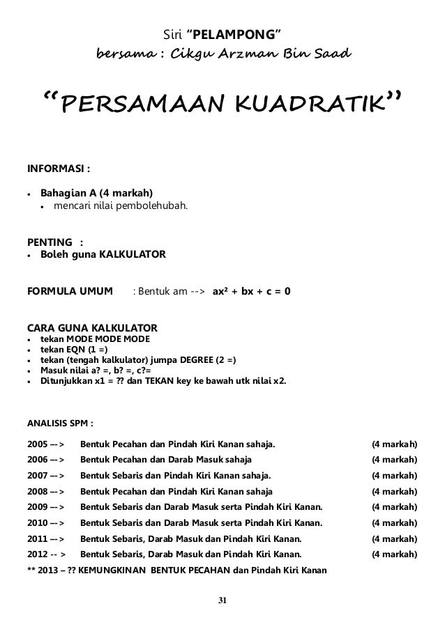 Soalan Dan Jawapan Matriks - Selangor u