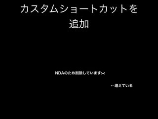 カスタムショートカットを
追加
←増えている
NDAのため削除しています><
 