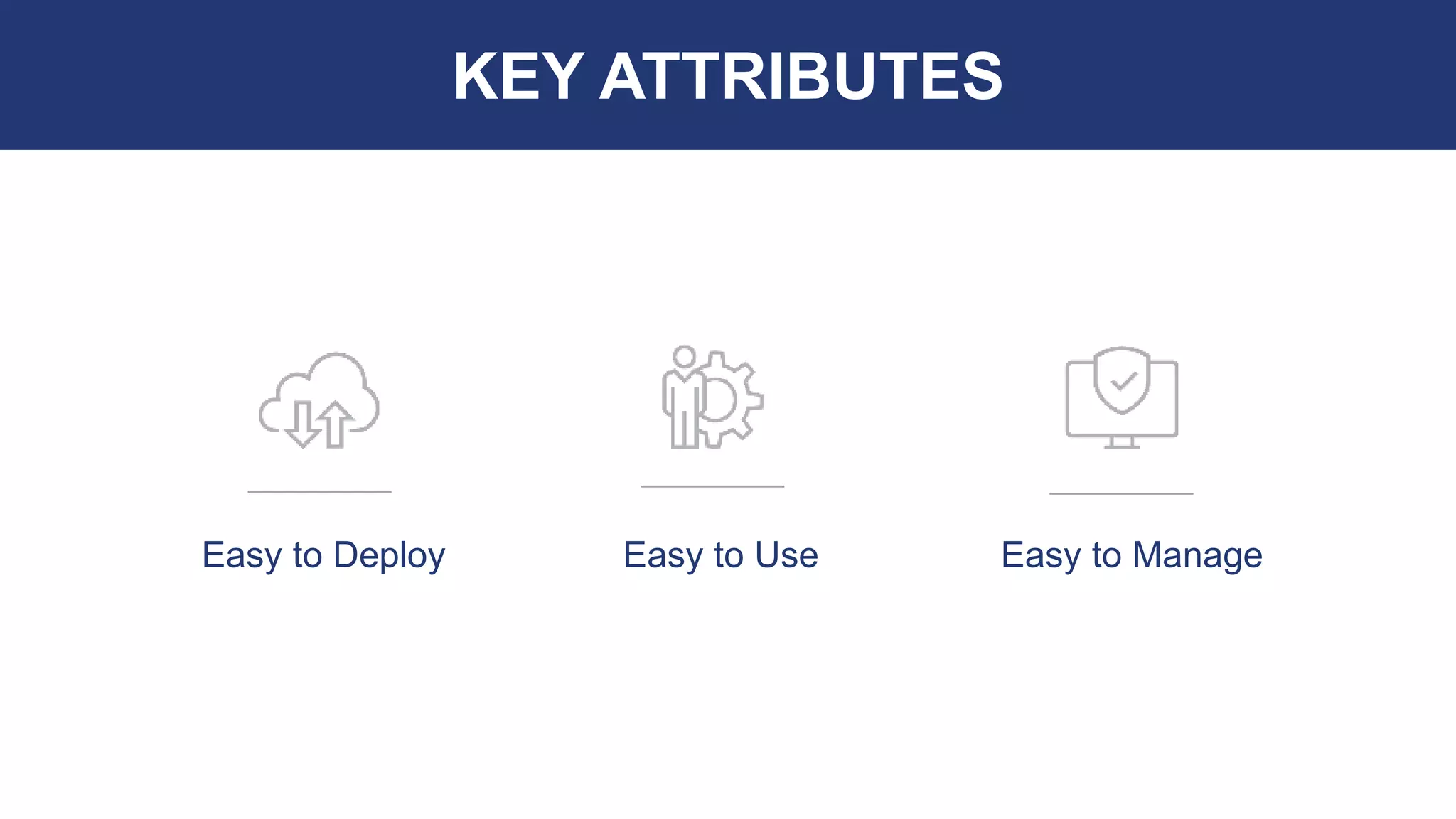 KEY ATTRIBUTES
Easy to Deploy Easy to Use Easy to Manage
 