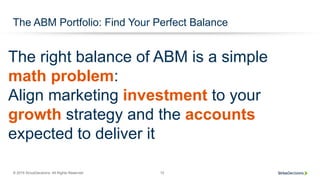 © 2015 SiriusDecisions. All Rights Reserved 12
The ABM Portfolio: Find Your Perfect Balance
Named
Account
Industry/Segment...