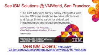 See IBM Solutions @ VMWorld, San Francisco
Meet IBM Experts: http://www-
03.ibm.com/systems/storage/events/vmworld2015-meet.html
 