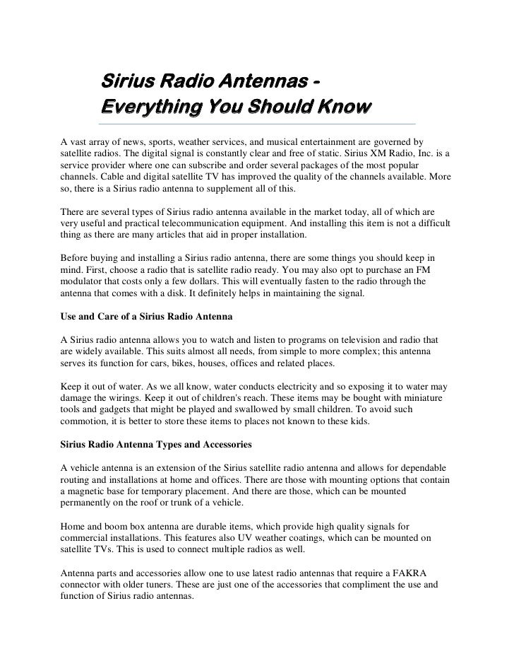 Sirius Radio Antennas Everything You Should Know