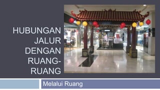 HUBUNGAN
JALUR
DENGAN
RUANG-
RUANG
Melalui Ruang
 