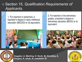  Section 15. Qualification Requirements of
Applicants.
Sugador, A. Menting, H. Nooh, M. Dimalilay, A.
Dingkot, R. Ishak, ...