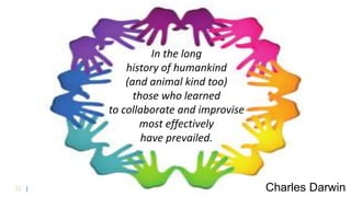 32 |
In the long
history of humankind
(and animal kind too)
those who learned
to collaborate and improvise
most effectively
have prevailed.
Charles Darwin
 