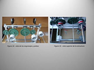 Figura 14. vista de los engranajes y poleas   Figura 15. vista superior de la estructura
 