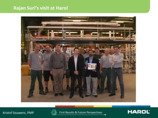 Rajan Suri’s visit at Harol




Kristof Souwens, PMP     6   First Results & Future Perspectives
 
