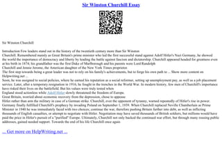 Sir Winston Churchill Essay | PPT