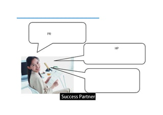 サクセスパートナーの特徴はこんな感じです。

   サクセスパートナーの間口は広いです。
   ブログやツイッターなどを駆使した
   ローコストなPR手法から簡単な紙媒体の
   作成まで行っています。


                         サクセスパートナーはHP専門！
                         ブログ専門！と媒体を専門にしていません。
                         本当に対処不可能なところは、随時専門家を
                         紹介するネットワークを保有しております。



                         メールを打つことに難がなければ、
                         ウェブ系のコンサルには依頼しません。
                         サクセスパートナーのサービスには、
                         安心していただく為に、
                         電話かけ放題がついております。
 