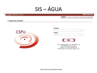 SIS – ÁGUA
Fonte: Manual de Cadastramento
 