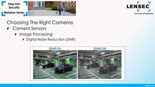 Choosing The Right Cameras
Camera Sensors
Image Processing
Digital Noise Reduction (DNR)
 