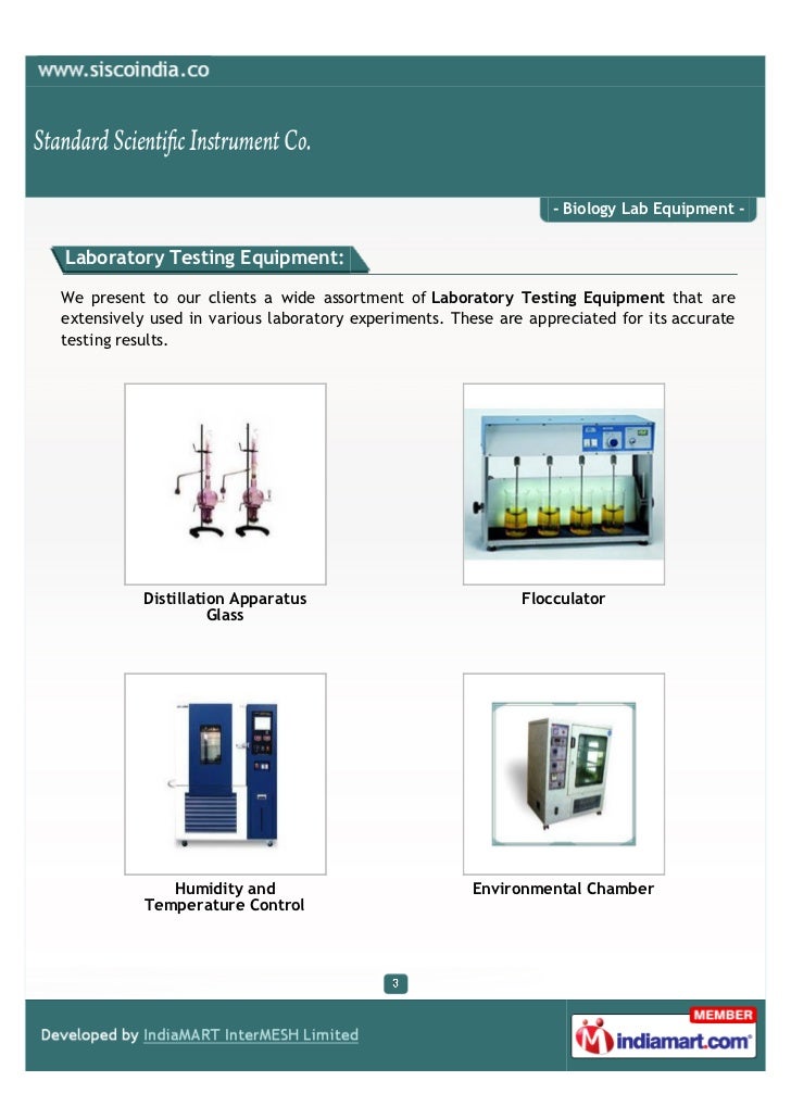 Standard Scientific Instrument Co., Delhi, Biology Lab Equipment