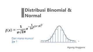 Distribusi Binomial &
Normal
Dari mana muncul
𝟐𝝅 ?
Agung Anggoro
 