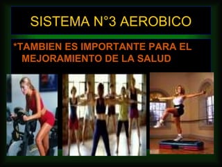 SISTEMA N°3 AEROBICO
*TAMBIEN ES IMPORTANTE PARA EL
  MEJORAMIENTO DE LA SALUD
 