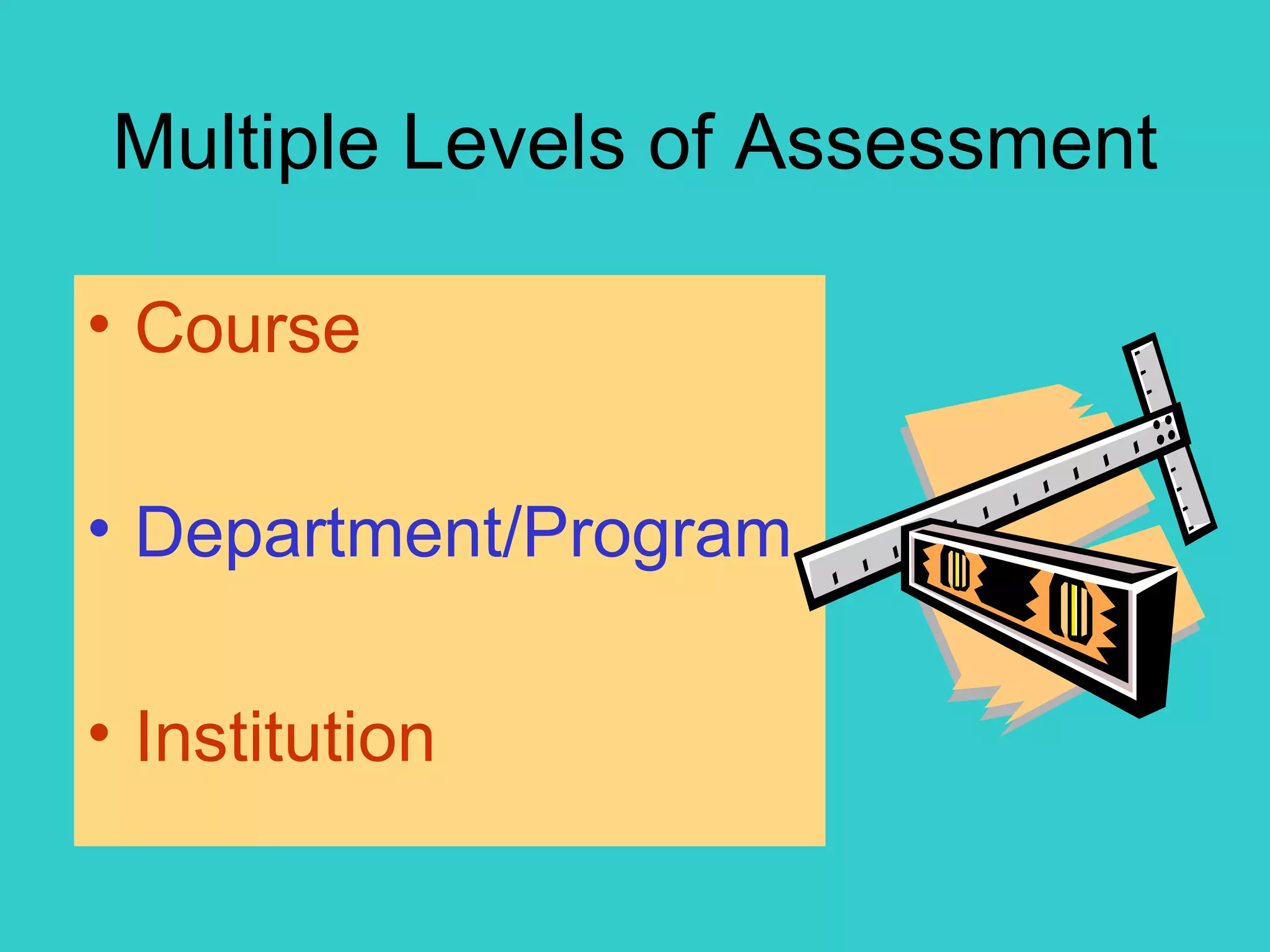 Course Department/Program Institution Multiple Levels of Assessment 
