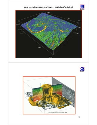VERİ İŞLEMİ YAPILMIŞ 3 BOYUTLU VERİNİN GÖRÜNÜŞÜ
                                                                          ARAR AŞ.




                                                                     49




    ÜÇ BOYUTLU SİSMİK VERİNİN YORUMU                                      ARAR AŞ.




                       University of California,Berkeley,BISC,2000



                                                                     50
 