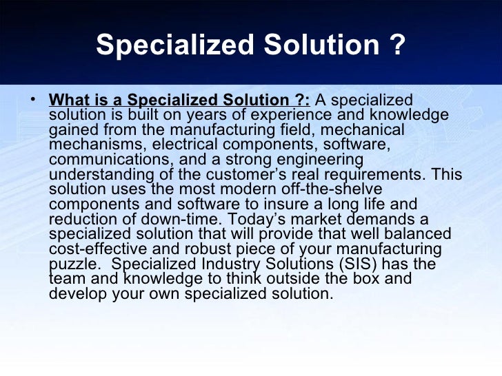 Specialized Industry Solutions Presentation