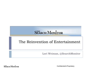 The Reinvention of Entertainment Lori Weiman, @SearchMonitor 