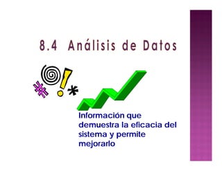Información que
demuestra la eficacia del
sistema y permite
mejorarlo
 