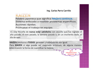 KPI´S
Indicadores claves
del proceso.
Ing. Carlos Parra Carrillo
 