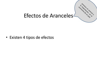 Efectos de Aranceles


• Existen 4 tipos de efectos
 