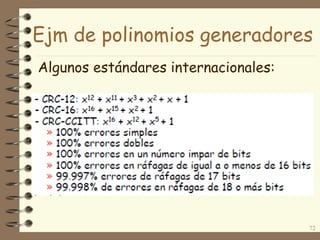 Ejm de polinomios generadores
72
Algunos estándares internacionales:
 