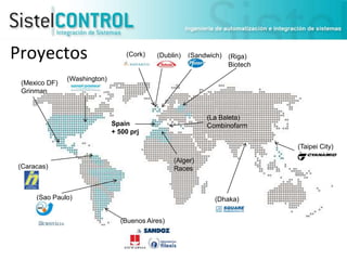 Proyectos
(Mexico DF)
Grinman

(Cork)
(Dublin)
Novartis Takeda

(Sandwich) (Riga)
Pfizer
Biotech

(Washington)
Sanofi Paste

(La Baleta)
Combinofarm

Spain
+ 500 prj

(Alger)
Races

(Caracas)

(Sao Paulo)
INPE,
Cristalia

(Taipei City)
Cyanamid

(Dhaka)
Square Pha
(Buenos Aires)
Sandoz,
Asofarma,
Filaxis,

 