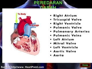 PEREDARAN
                            DARAH
            To Body




                      To Lungs




Sumber http//www. HeartPoint.com
 