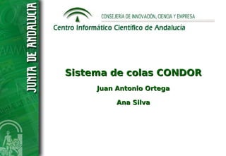 Sistema de colas CONDOR
     Juan Antonio Ortega

          Ana Silva