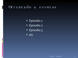 Orientado a eventos Episodio 1 Episodio 2 Episodio 3 etc mie4ene06 Teledoctor 