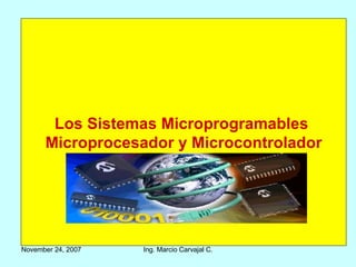 Los Sistemas Microprogramables  Microprocesador y Microcontrolador 