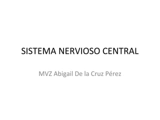 SISTEMA NERVIOSO CENTRAL
MVZ Abigail De la Cruz Pérez
 