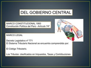 MARCO LEGAL
Decreto Legislativo nº 771
El Sistema Tributario Nacional se encuentra comprendido por:
El Código Tributario.
...