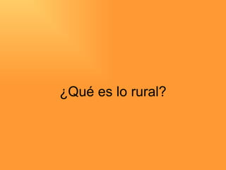 ¿Qué es lo rural? 