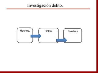 Hechos. Delito. Pruebas
Investigación delito.
 