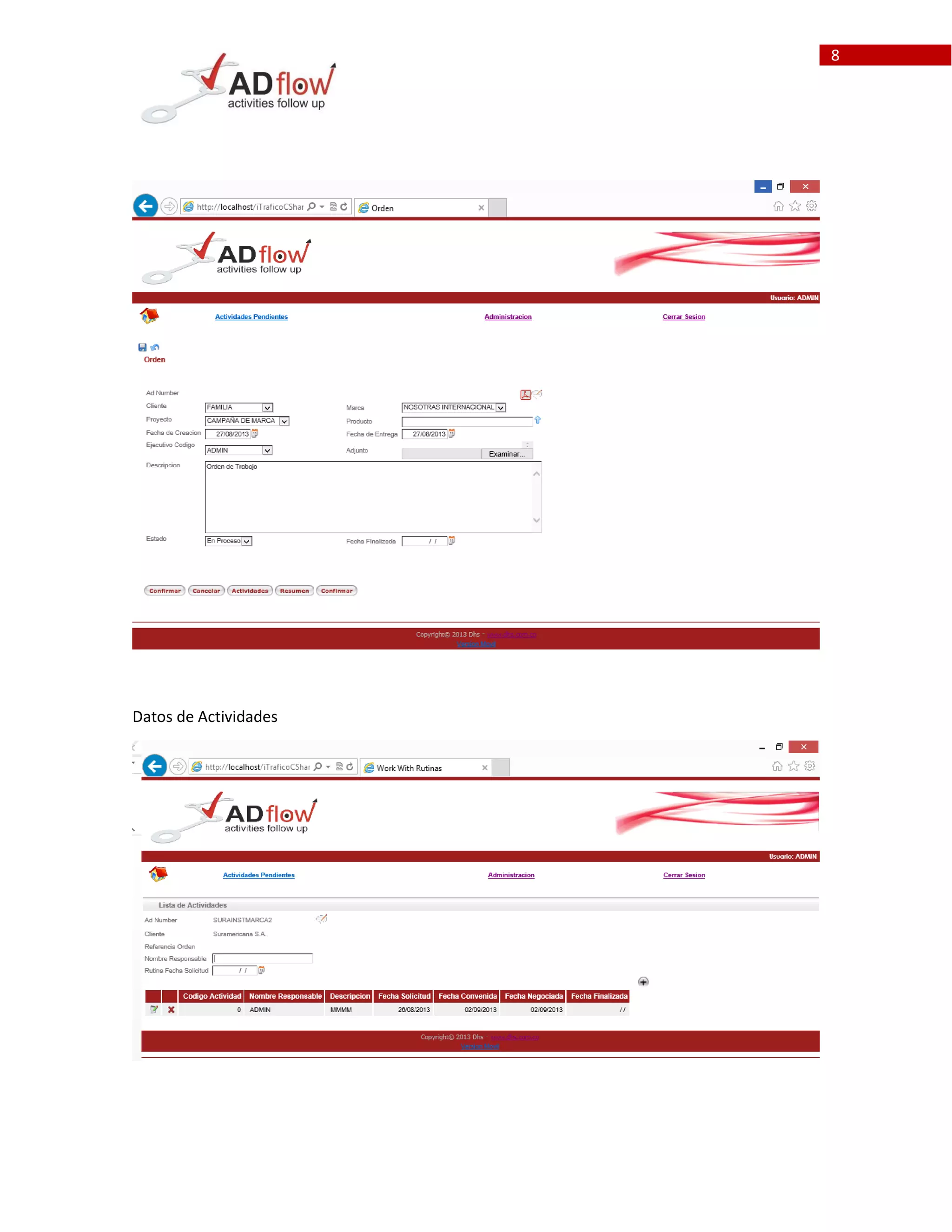 8
Datos de Actividades
 