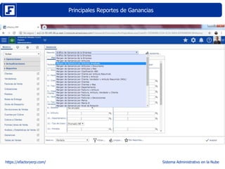 Principales Reportes de Ganancias
https://efactoryerp.com/ Sistema Administrativo en la Nube
 