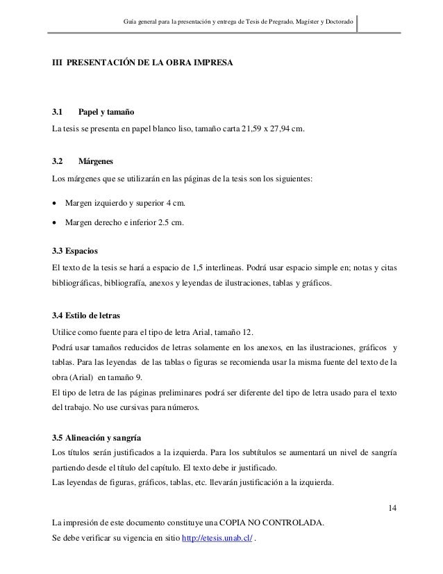 Guía general para la presentación y entrega de tesis de 