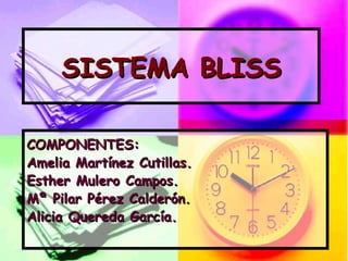 SISTEMA BLISS COMPONENTES: Amelia Martínez Cutillas. Esther Mulero Campos. Mª Pilar Pérez Calderón. Alicia Quereda García. 