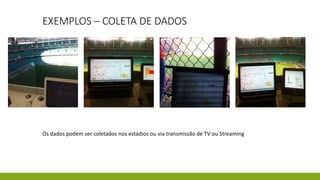EXEMPLOS – COLETA DE DADOS
Os dados podem ser coletados nos estádios ou via transmissão de TV ou Streaming
 