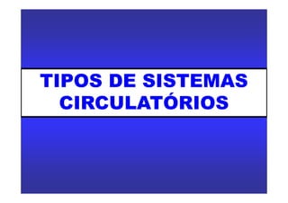 TIPOS DE SISTEMAS
CIRCULATÓRIOSCIRCULATÓRIOS
 