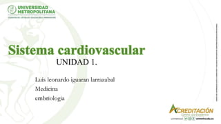 UNIDAD 1.
Luis leonardo iguaran larrazabal
Medicina
embriologia
1
 