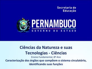Ciências da Natureza e suas
Tecnologias - Ciências
Ensino Fundamental, 8º Ano
Caracterização dos órgãos que compõem o sist...