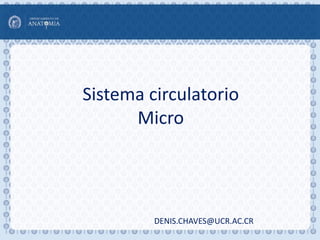 Sistema circulatorio
Micro
DENIS.CHAVES@UCR.AC.CR
 